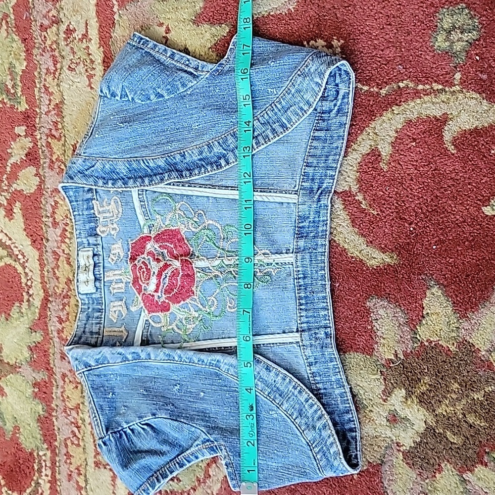 Y2K Rebel Rose Embroidered denim bolero jacket - Picture 10 of 10